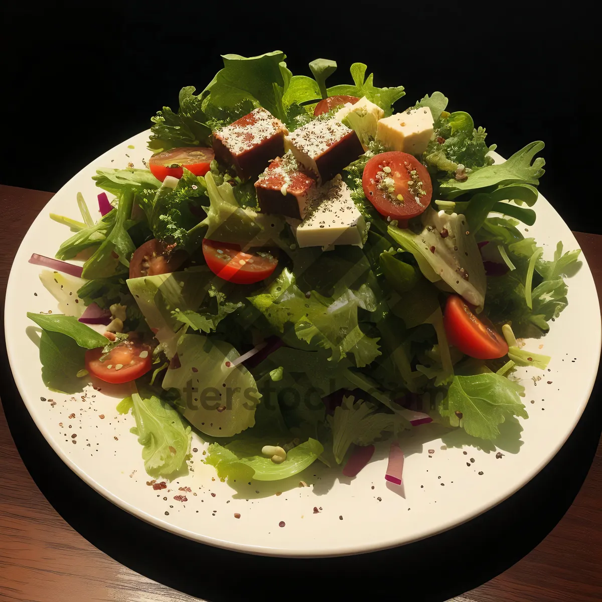 Picture of Delicious Gourmet Vegetable Salad with Cheese and Tomatoes