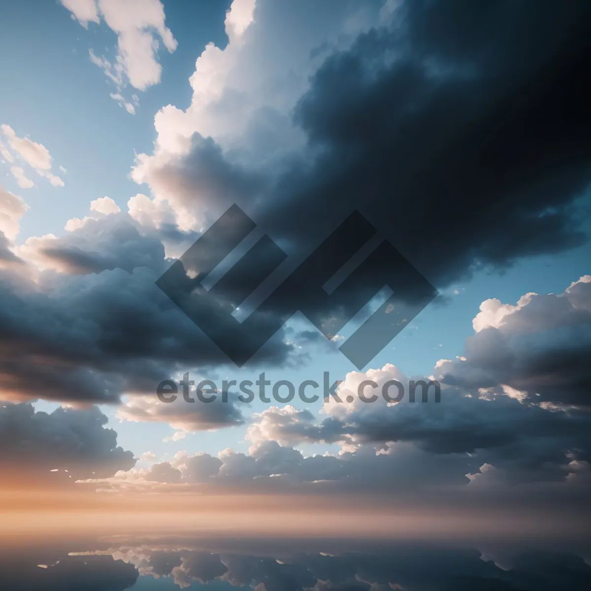 Picture of Vibrant Blue Sky with Fluffy Clouds