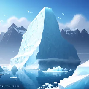 Snowy Glacier Surrounded by Majestic Mountains