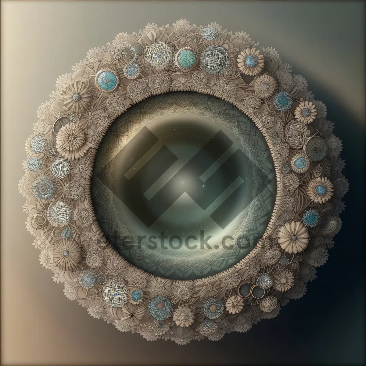 Picture of Graphic Circle Button Design with Decorative Gear Art