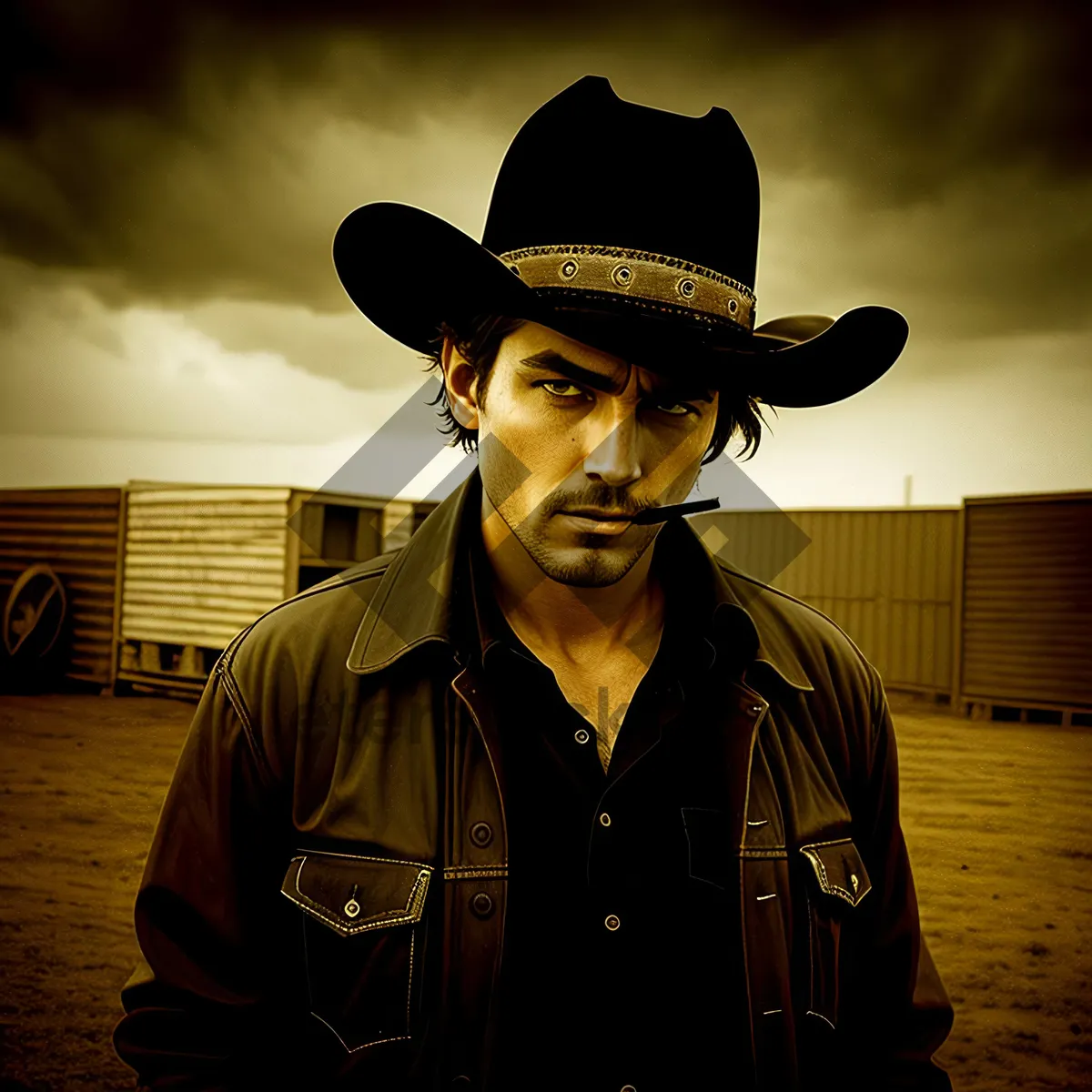 Picture of Smiling Cowboy Man with Western Hat