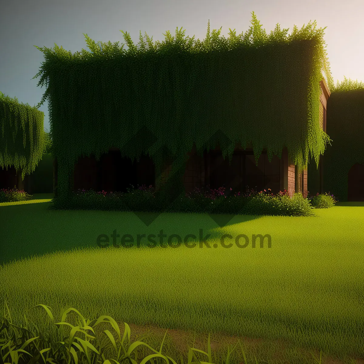 Picture of Rural Thatch Roof in Serene Meadow