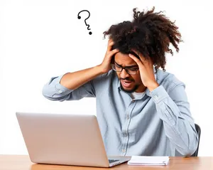 Confident businesswoman working on laptop in office.