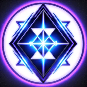 Shiny Black Gem Graphic Icon - Star Symbol