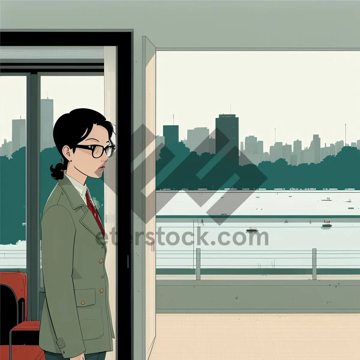 Picture of Corporate Businessman Using Payphone in Office