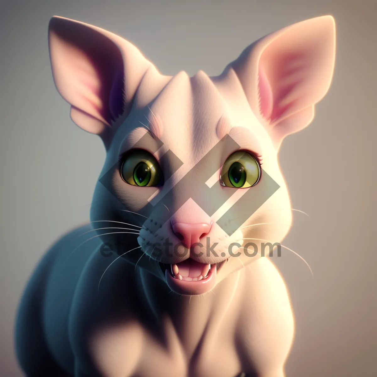 Picture of Cute Cartoon Kitty with Playful Ears