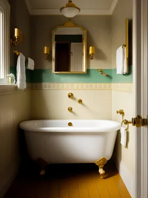 Modern luxury bathroom with elegant furniture and stylish decor