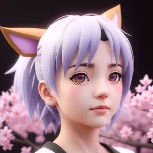 Pretty Lady with Pink Makeup and Lilac Hair