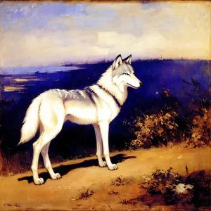 Majestic Wolf - Canine Sled Dog with White Fur"
(Note: The provided tags have been incorporated into the description)