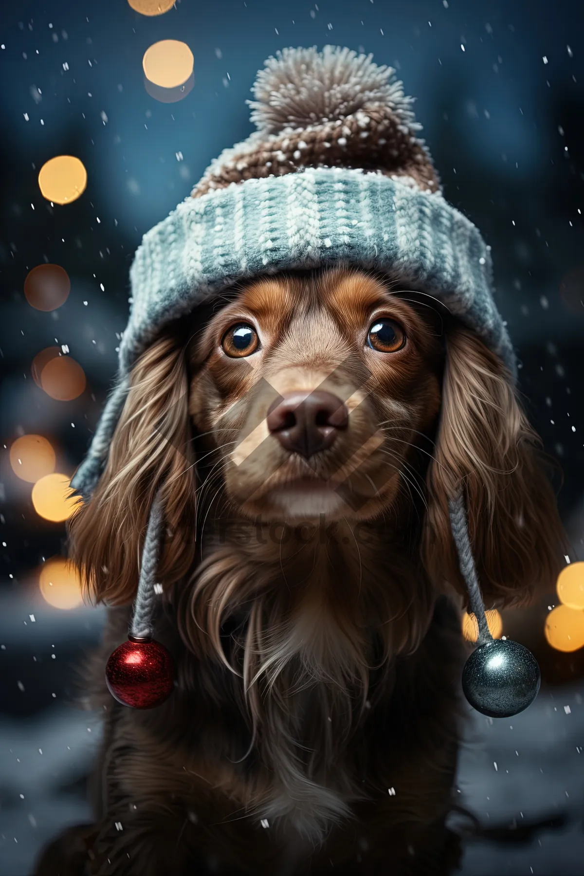 Picture of Happy cute spaniel puppy with fashionable hair