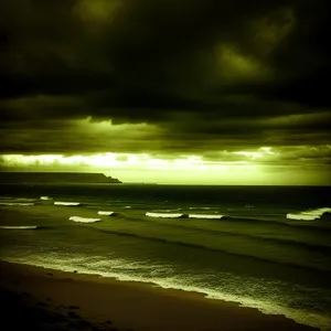 Serene Sunset on Sandy Beach