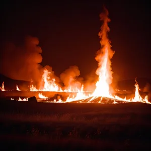 Fiery Blaze: Intense Flames Illuminating Darkness