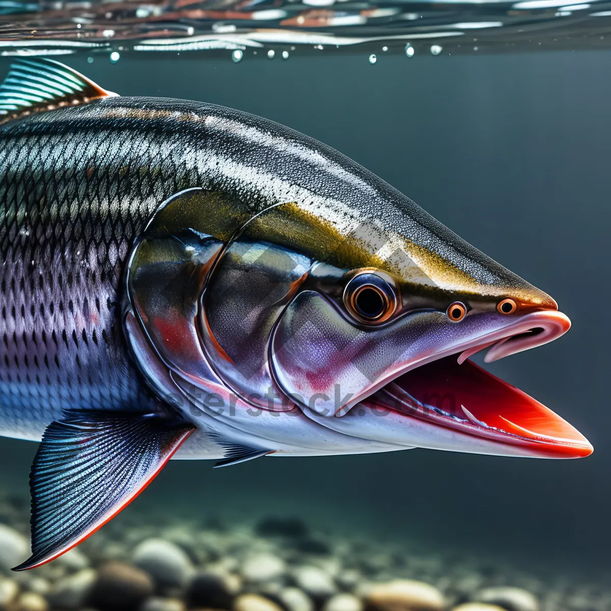 Picture of Fresh Catch: Coho Salmon Swimming in the Ocean