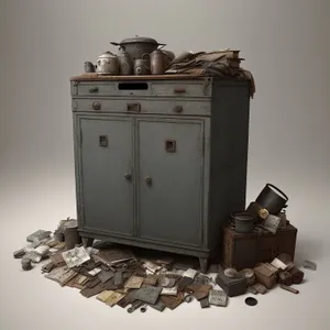 Vintage Office Desk in Antique Kitchen