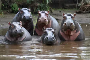 Piggy Bank Animal Container - Hippopotamus Wildlife Mammal Piggy