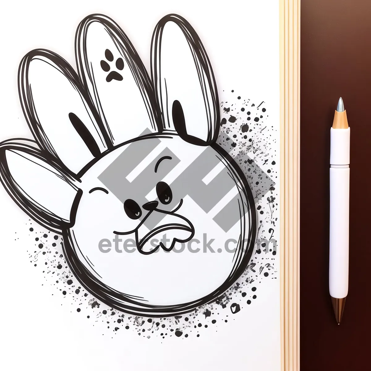 Picture of Floral Rabbit Cartoon Design: Whimsical Pencil Icon