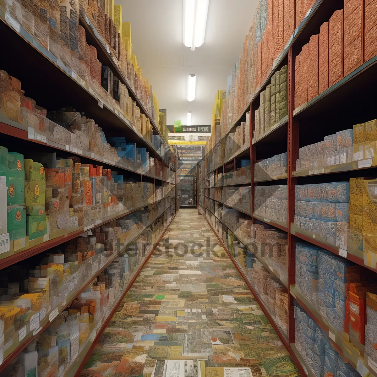 Picture of Spacious interior of a bustling supermarket