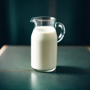 Healthy Milk in Transparent Bottle with Glass