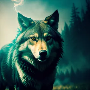 Majestic Timber Wolf: Wild Canine Predator with Fierce Mane