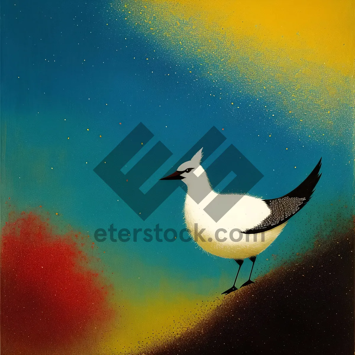 Picture of Coastal Seabird Soaring through Starry Skies