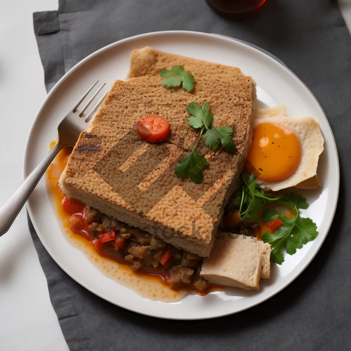 Picture of Healthy gourmet vegetable salad with cheese and tomato sandwich.