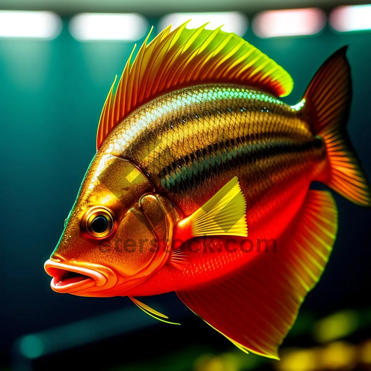 Picture of Colorful Goldfish Swimming in Aquarium