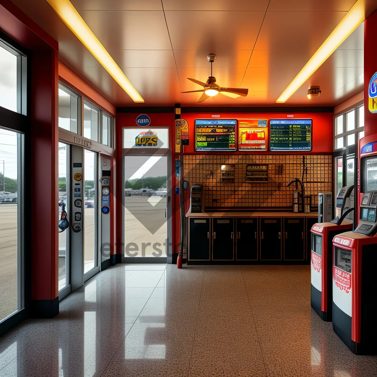 Picture of Architectural Building with Movable Turnstile Gate