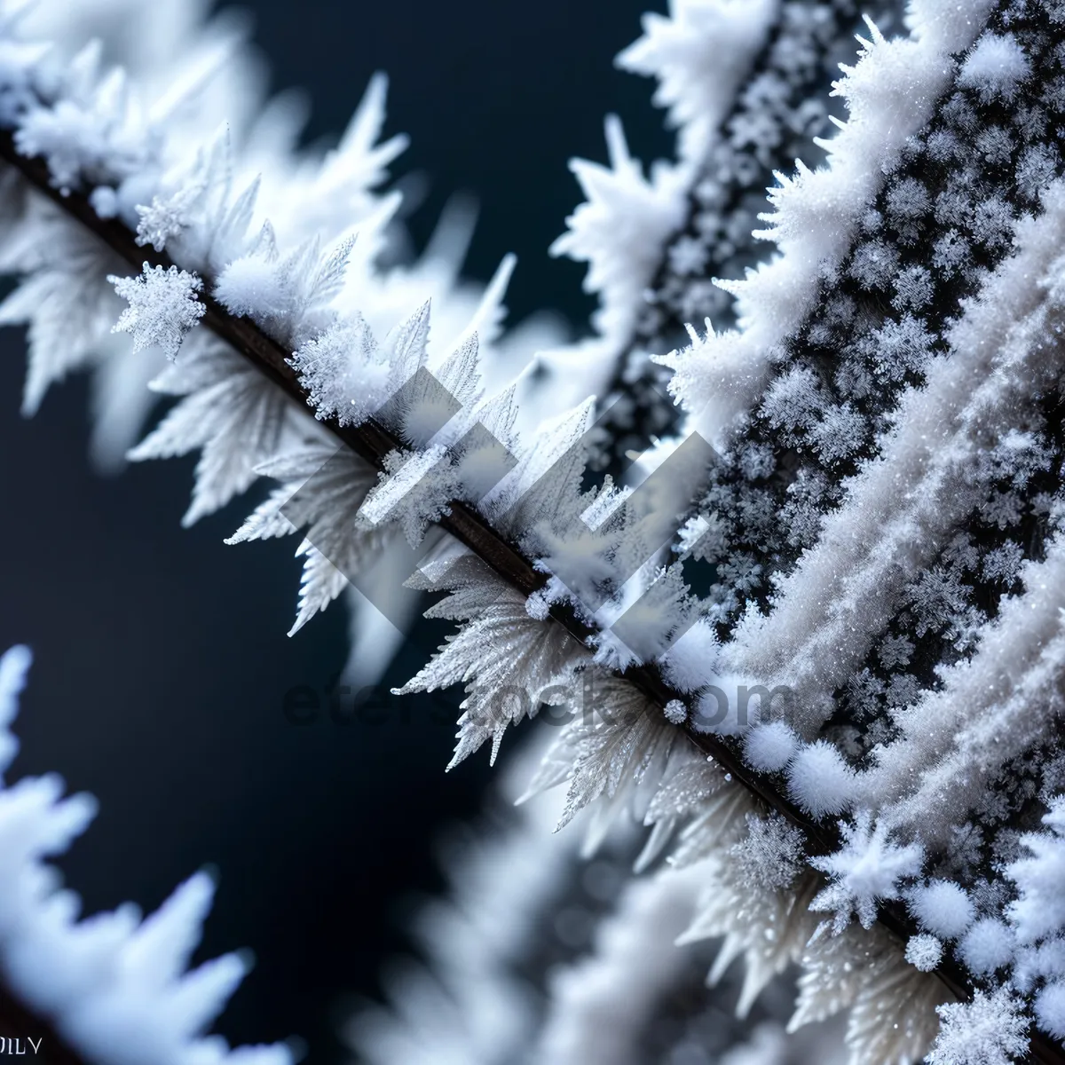 Picture of Winter Wonderland: Frosty Tree Branch in Snowy Forest