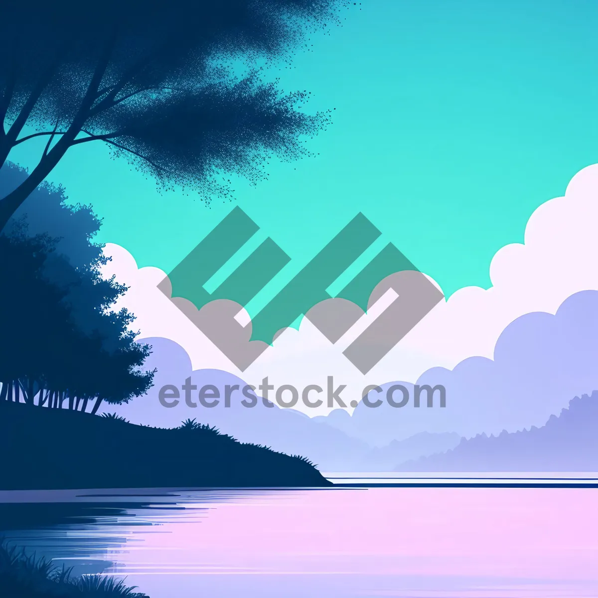 Picture of Winter Wonderland: Serene Lake Reflection under Sunlit Sky