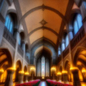 Ancient Cathedral with Majestic Arches and Stone Hall