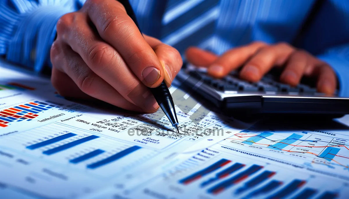 Picture of Businessman signing financial contract on office desk.