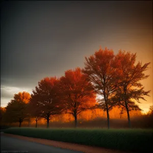 Golden Horizon: Sunlit Meadow with Majestic Oak