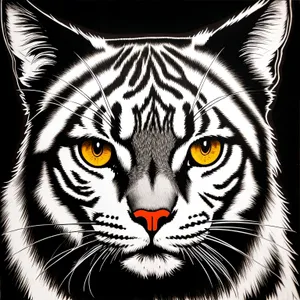 Fierce Striped Stare: Majestic Tiger Cat in Closeup