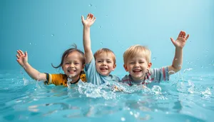 Happy family playing together in the summer sun.