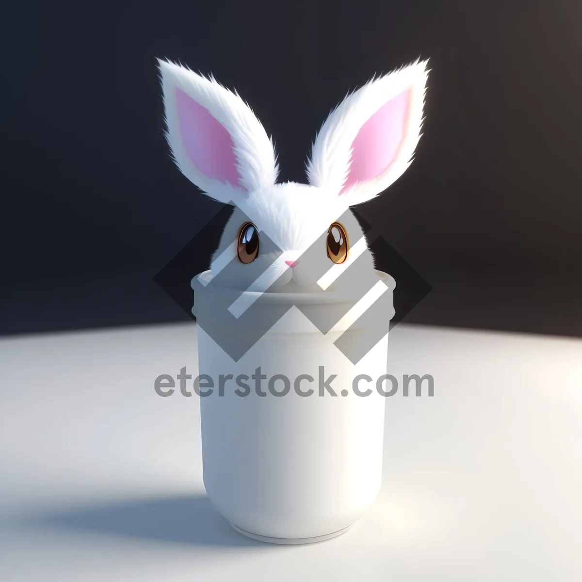 Picture of Fluffy Bunny Watching Easter Egg