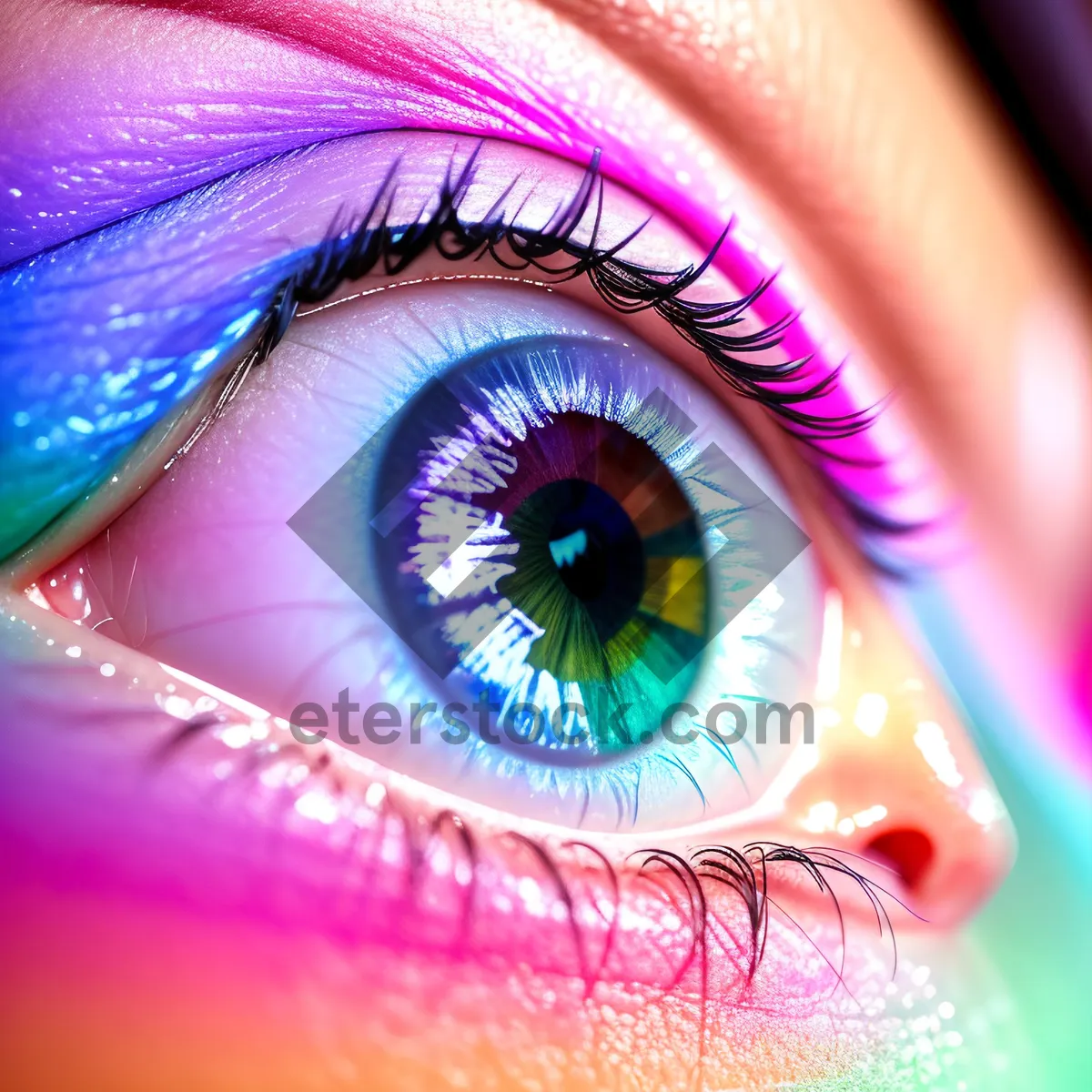 Picture of Stunning Eye Makeup Closeup with Perfectly Defined Eyebrows