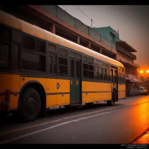 City Transport: Trolleybus and School Bus on City Street