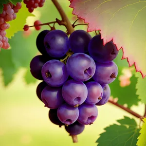 Freshly Harvested Juicy Purple Grapes from Vineyard