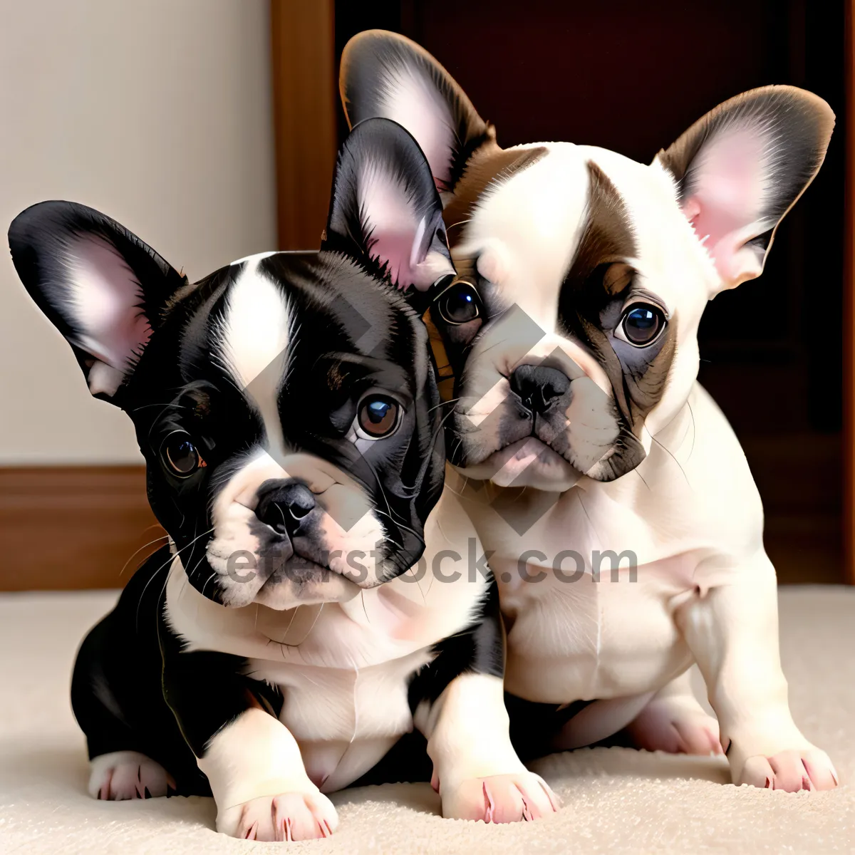 Picture of Cute Bulldog Puppy Sitting, Adorable Terrier Breed