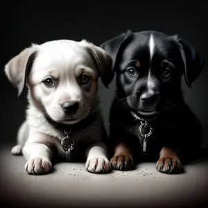 Adorable Black Retriever Puppy with Collar