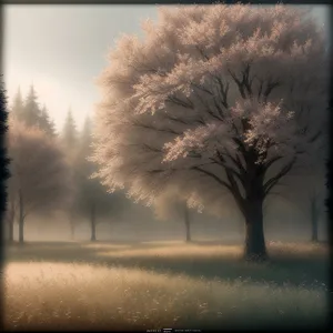 Winter Wonderland: Majestic Tree in Snowy Landscape.