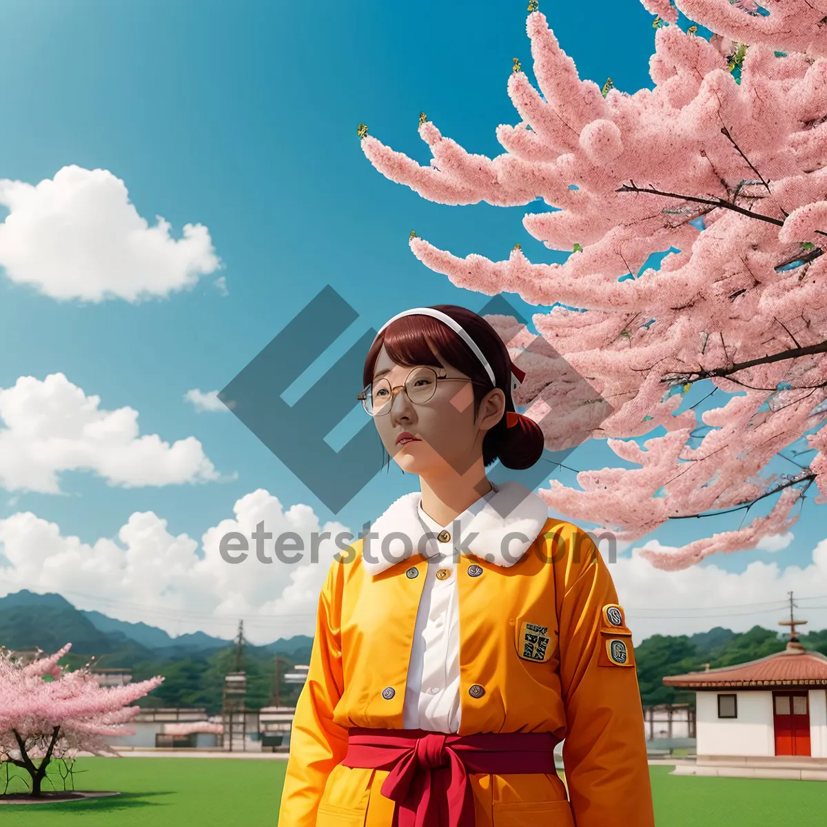 Picture of Smiling Oriental Man and Attractive Lady Supporter