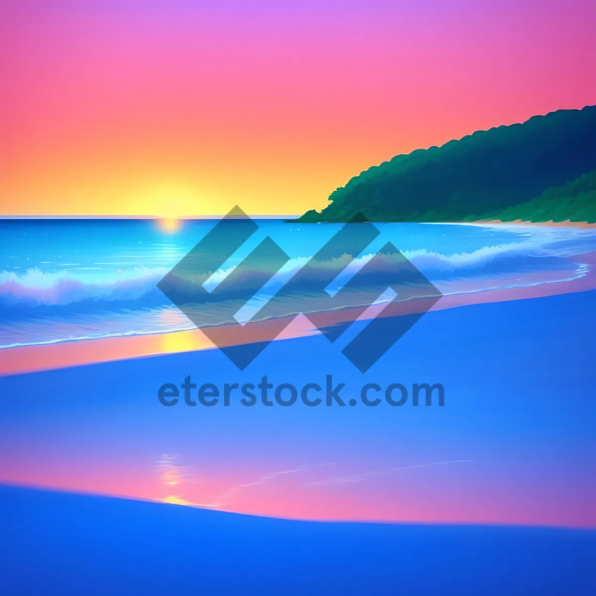 Picture of Vibrant Sunset Over the Serene Ocean