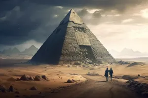 Ancient Egyptian Pyramid Against Dramatic Skylandscape