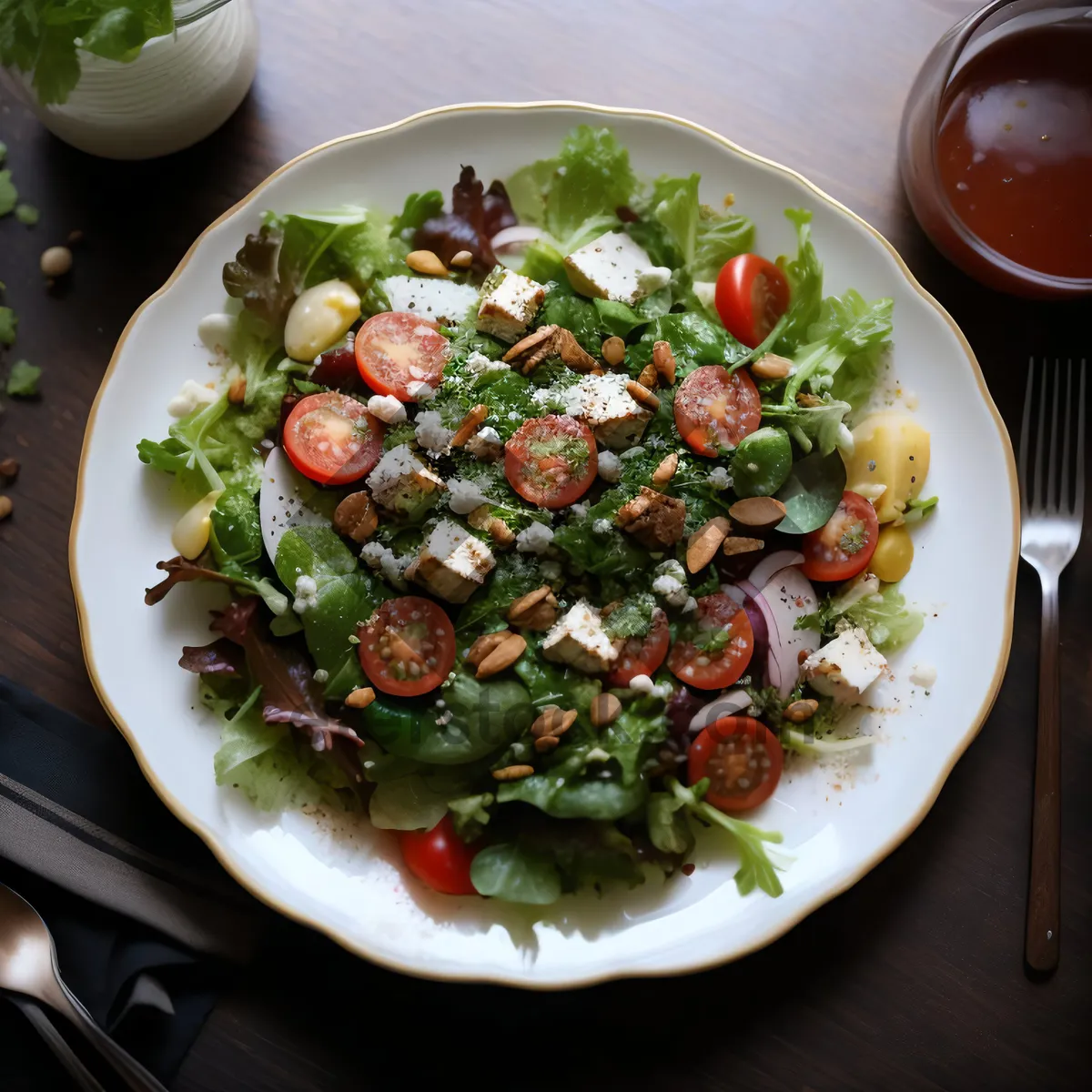 Picture of Delicious Grilled Vegetable Salad with Fresh Seafood