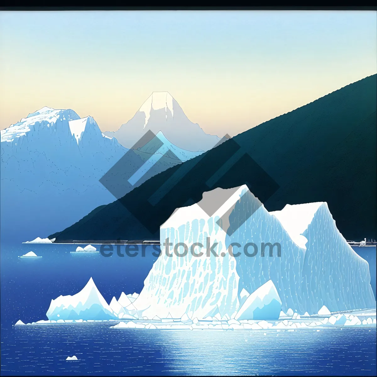 Picture of Majestic Arctic Glacier: Frozen Beauty Upon Icy Waters