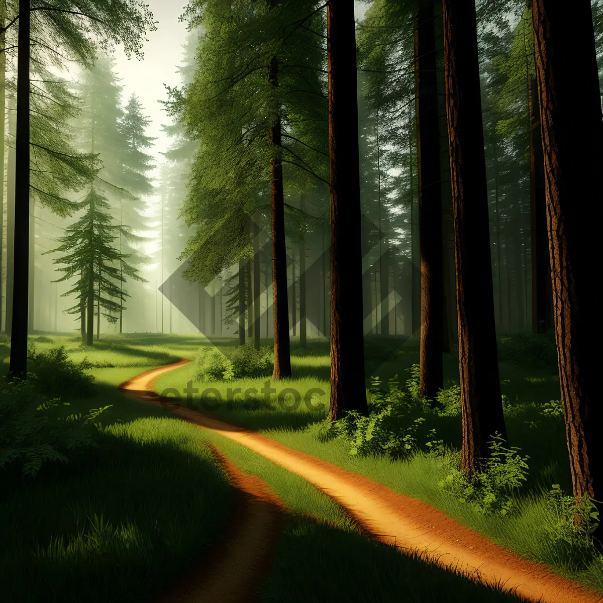 Picture of Tranquil Forest Landscape in Summer Sunlight