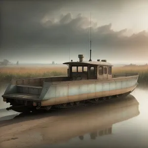 Sunken warship in crystal clear waters