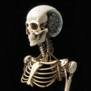 Spooky 3D skull sculpture in anatomical pose