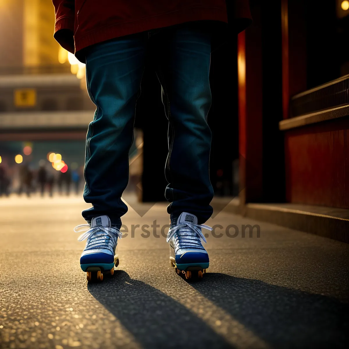 Picture of Street Skating with Protective Knee Pad"
(Note: This text is a descriptive name for an image, based on the provided tags.)